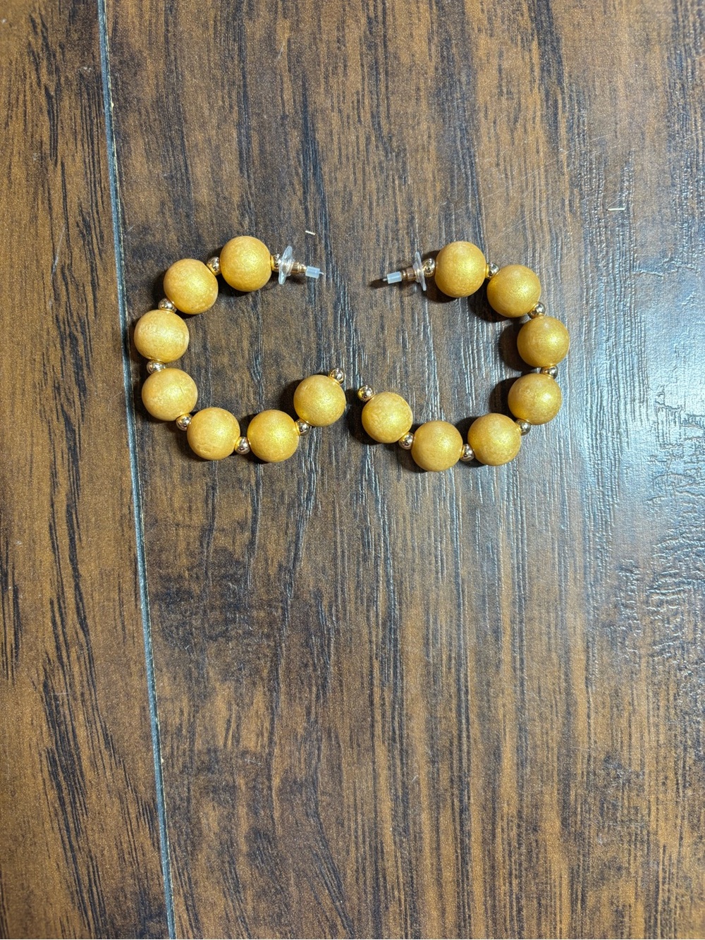 Golden Beaded Hoop Earrings - Women Fashion Jewelry